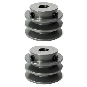 QWORK Double Groove Pulley/Sheave, 2 Pack 2.5"OD 5/8"Bore,AK Fixed Bore Pulley, for A, 3L & 4L (A & AX) V-Belts, Cast Iron, 2AK25-5/8