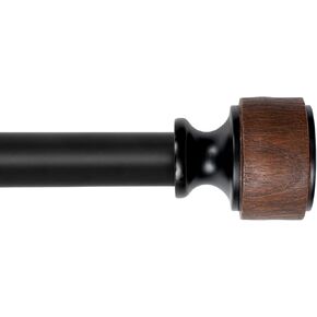 Curtain Rods for Windows 38 to 80 Inch, 1 Inch Diameter Modern Adjustable Decorative Drapery Rods, Window Curtain Rod with Imitation Wood Grain Finials, Black, Size:36"-88"