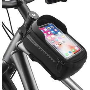 Bike Phone Handlebar Bag Quick Release Bike Front Frame Bag Bike Phone Mount Bag Waterproof Sensitive Touch Screen & Sun Visor Bike Top Tube Bag Suitable for Cell Phones 7''