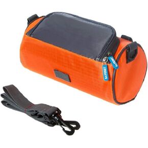 Waterproof Bike Handlebar Bag,Universal Handlebar Bike Basket Bag with Touchscreen Multifunctional Bicycle Front Frame Bag Cell Phone Holder with Shoulder Strap,Orange
