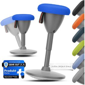 Height Adjustable Active Motion Stool, Standing Desk Wobble Stool, Ergonomic Stand Perch Sit Rotate 360° Balance Stool with Cushion & Non-Slip Base for Office Home Classroom, Grey