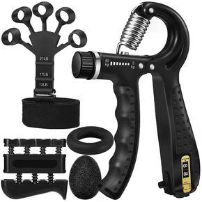 Grip Strengthener Forearm Strengthener Hand Grips Strengthener Kit - 5 Pack Adjustable Resistance, Black