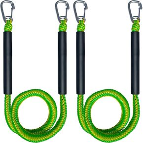 Bungee Dock Line with Double 316 Stainless Steel Clips Floatable Mooring Rope Boat Snubber Docking Rope for PWC, Boat Accessory for Jet Ski, Kayak, Watercraft, Bass Boat, SeaDoo, 4-6FT, 2 Pack