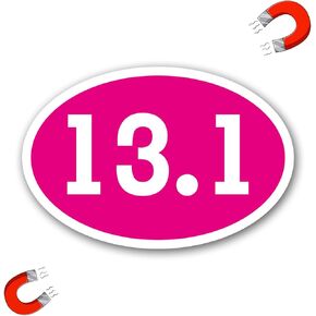 13.1 Half Marathon Inverted Pink Oval Magnet Decal - 4x6 Inches, Duty Automotive Magnet for Car, Runner's Pride Car Magnet, Marathoner's Auto Accessories