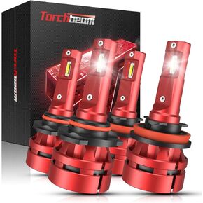 Torchbeam 9007/HB5 LED Powersport Headlight Bulbs Combo, 𝟐𝟎𝟎𝟎𝟎 𝐋𝐌 𝟔𝟎𝐖 𝟔𝟎𝟎% 𝐒𝐮𝐩𝐞𝐫𝐢𝐨𝐫 𝐁𝐫𝐢𝐠𝐡𝐭𝐧𝐞𝐬𝐬 Bulbs for Off-Road Use or Fog Lights - Pack of 2