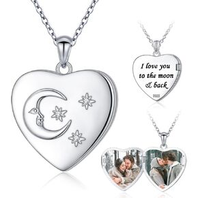 Ladytree Cute Mother Baby Sea Otters Locket Necklace That Holds 2 Pictures Photos Keep Someone Near to You Sterling Silver Heart Locket Gift on Mother‘s Day Birthday Gift