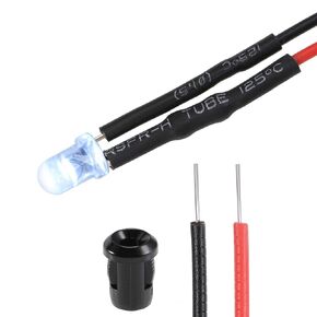 uxcell 20Set DC 12V 3mm Pre Wired LED with Holder, White Light Round Top Clear Lens, 6mm Panel Mount
