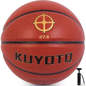 KUYOTQ Size 5 Basketball - Youth and Kid 27.5" in&Outdoor Basketball, Soft Touch Faux Leather Basketball,Deep Channel Excellent Hand Feel-Durable Indoor Outdoor Junior Basketball(with Pump)