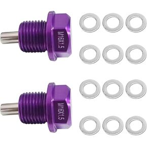 2 قطعة M12 x1.25 سدادة تصريف الزيت المغناطيسية من الفولاذ المقاوم للصدأ مع 12 غسالة نحاسية بديلة لتويوتا ولكزس ونيسان وإنفينيتي (أرجواني) in Kuwait