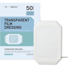 Transparent Film Dressing 20Packs, 6in × 8in Waterproof Wound Dressing Adhesive, Extra Large Clear Bandages for Swimming, Tattoo Aftercare Bandage, IV Shield