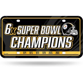 Rico Industries NFL Pittsburgh Steelers Champ Metal Auto Tag 8.5" x 11" - Great for Truck/Car/SUV