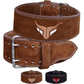 Mytra Fusion Weight Lifting Belt Double Prong Buckle Power Lifting Belt Leather Weightlifting Belt for Training Gym Workout