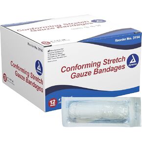 Dynarex Stretch Gauze Bandages, 4" x 4.1 yds, Sterile & Latex-Free, Wound Care in Medical and Home Environments, 1 Box of 12 Dynarex Stretch Gauze Bandages
