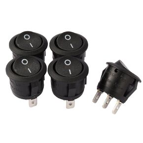 uxcell 5Pcs AC250V/10A 125V/12A 3P SPST I/O Round Button Boat Rocker Switch Toggle On/Off