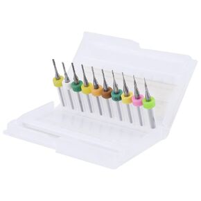 10pcs 0.5/0.6/0.7/0.8/0.9/1.0/1.1/1.2/1.3/1.4mm Tungsten Carbide PCB End Mill Engraving Bits Cutter 1/8" Shank