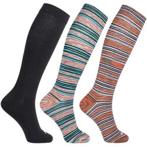 ja vie JAVIE Comfy Cotton Stripes Sport Compression Crew Socks for Men & Women Knee High for Running, Flight(15-20mmHg)