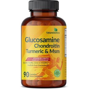 Futurebiotics Glucosamine Chondroitin Turmeric & MSM Advanced Joint Formula, Supports Healthy Joints & Mobility - Non-GMO, 90 Capsules