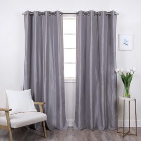 Best Home Fashion Grommet Faux Silk Blackout Curtains - Blackout Lining Window Treatment for Living Room, Dining Room, Bedroom - Grey - 52" W x 84" L (2 Panels)
