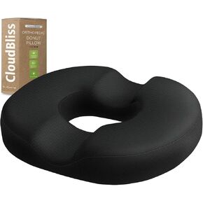 Donut Pillow Seat Cushion Chair Pad for Tailbone Pain Relief and Hemorrhoids, Memory Foam Seat Chair Cushion for Postpartum Pregnancy, Seat Cushions for Men and Women for Home & Office, (Black)