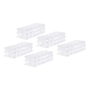 MECCANIXITY Plastic Test Tube Rack Holder 90 Holes 3 Layers Lab Detachable Tube Holder White for 13mm Test Tubes, Pack of 5