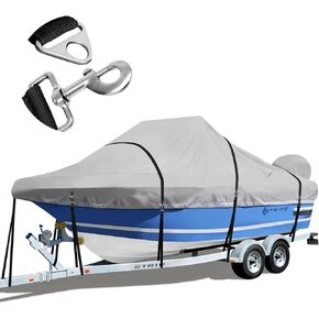 Center Console Boat Cover with Metal Buckle 16'-18.5', Heavy Duty 1200D Waterproof 16'ft Boat Center Console Covers Fits Center Console Boat, Gray