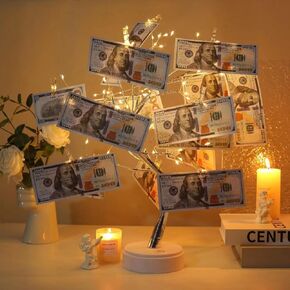 Meonua Money Tree, 108LED Firefly Tree Light with 20 Flash Powder Clips, Used as Gift Card Holder for Wedding, Birthday, Graduation Gifts, Christmas, Money Tree Gift Holder