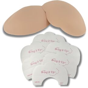 Combo of Breast Shaper Nude - Fits Cup Sizes C/D and Breast Lift Tape - Fits Cup Sizes A Thru D - Hypoallergenic Push Up Sticky Bra & Boob Lifters Bundle