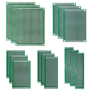 15PCS Double Sided PCB Board Prototype Kit for DIY 5 Sizes PCB Prototype Boards Compatible for Arduino