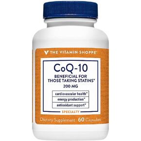 The Vitamin Shoppe CoQ-10 200mg - Beneficial for Those Taking Statins – Supports Heart & Cellular Health and Healthy Energy Production, Essential Antioxidant – Once Daily (120 Capsules)