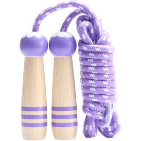 Jump Rope Kids, 8.5ft Adjustable Cotton Skipping Rope with Wooden Handle for Boys and Girls Fitness Outdoor Exercise (Green)