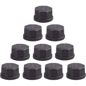 3/4 Inch Malleable Cast iron Pipe Cap, DIY Retro Furniture Threaded Pipes and Fittings, 10 Pack 3/4 Inch Pipe Cap.
