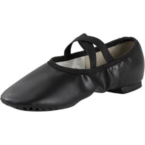Jazz Shoes Leather Upper Slip-On Dance Shoes for Women Men