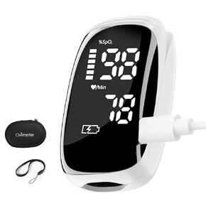 Pulse Oximeter, Blood Oximeter, Fingertip Pulse Oximeter, Rechargeable Pulse Oximeter, Accurate Rapid Blood Oximeter SpO2 Readings Outdoor Sports Home Use （white）