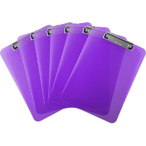 Trade Quest Plastic Clipboard Transparent Color Letter Size Low Profile Clip (Pack of 6) (Dark Blue)