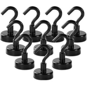 Magnetic Hooks Heavy Duty, 25 Lbs Magnetic Hooks for Hanging, Strong Cruise Magnetic Hooks, Screw in Hooks for Kitchen, Garage, Office, 6 Pack-Silver