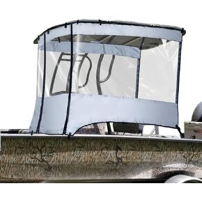 Universal T-TOP Enclosure, Boat Console Spray Shield, Clear Spray Curtain for T-TOP Center Console Gray,Fits Boat Width 6.9-7.5FT
