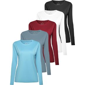 5 Pack Long Sleeve Shirts for Women UV Sun Protection Outdoor Shirts for Running Fishing Hiking