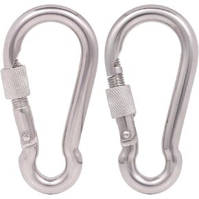 ThreeLeaves 304 Stainless Steel Locking Carabiners with Screw.Heavy Duty Carabiner Clip for Camping ＆ Travelling.Spring Snap Hook for Outdoor Use.