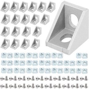 4040 Aluminum Profile Connector Set,20pcs 4040 Corner Bracket + 40pcs 40 Series M8 T Nuts + 40pcs M8x16mm Hex Socket Cap with Wrench (Black)