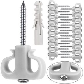 BeneLabel Q-Hanger Hooks for Outdoor String Lights - Rust-Proof Screw-in Hooks with Easy Release for Hanging Plants, Curtains, Birdhouses and More - Pack of 20, Ash Gray