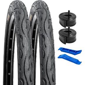 YUNSCM 2-PCS 20" Bike Tires 20 x 2.125/54-406 and 20" Bike Tubes Schrader Valve Compatible with 20x1.95 20x2.10 20x2.125 20x2.15 Bike Bicycle Tires and Tubes(P1074/Y1182/B1751)