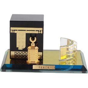 3 Piece Muslim Kaaba Model Crystal Gilded Set Kaaba Replica Model Showpiece Islamic Building for Souvenirs Gifts Home Table Car Decor