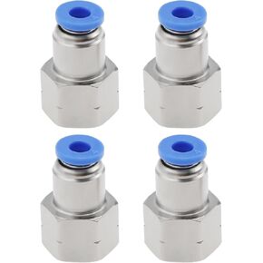 4Pcs 4mm Tube OD x 1/4"" NPT Female Thread Push Fit Pneumatic Connecter Adapter, Straight Push to Connect Air Fittings Adapter, BF261-DW