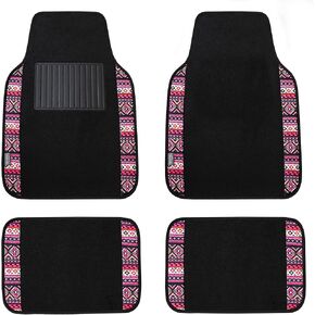 FH Group Full Set Southwestern Print Cloth Car Seat Covers for Low Back Front Seat Covers, Solid Back Seat Cover, Universal Fit, Washable Seat Cover for SUV, Sedan, Pink