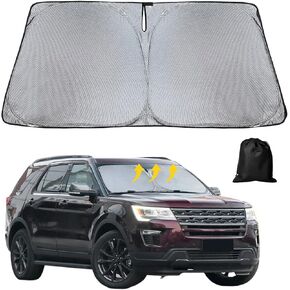 nuoozy Compatible with Windshield Sunshade Reflective Sun Visor Folded Front Windshield Sunshade Ice Crystal Nano Cover for Ford Explorer 2012 2013 2014 2015