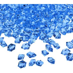 uxcell 1000pcs Fake Ice Rocks, Dazzling Clear Resin Crushed Ice Sparkling Fake Diamonds Gem Stones for Vases Fillers Table Scatter, Theme Party Favors, Light Blue