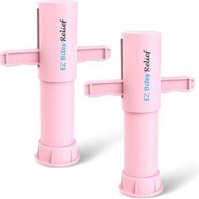 EZ Bites Relief Suction Tool, 2 Packs, Memine Vacuum Venom Extractor, Itch Relief for Bee Sting, Remover for Saliva/Venom Left by Bites, Naturally Reduce Itch & Swell, Kid Friendly, Pink/White