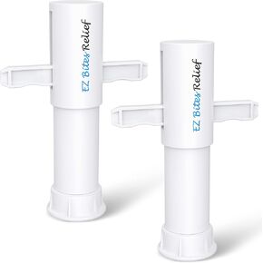 EZ Bites Relief Suction Tool, 2 Packs, Memine Vacuum Venom Extractor, Itch Relief for Bee Sting, Remover for Saliva/Venom Left by Bites, Naturally Reduce Itch & Swell, Kid Friendly, Pink/White
