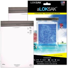 LOKSAK - aLOKSAK Waterproof Cellphone Dry Bags - Airtight Underwater Phone Pouch - Touch Screen Compatible - Diving Certified (2 Pack - 8in x 11in)