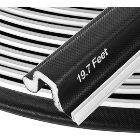 Kerf Door Weather Stripping 26 Ft V-Shaped Door Seal Strip for Large Gap Door Frame Front Door Extra Thick Sealers Replacement Exterior Entry Door Jamb Gasket Easy Installation Cut to Size - Black